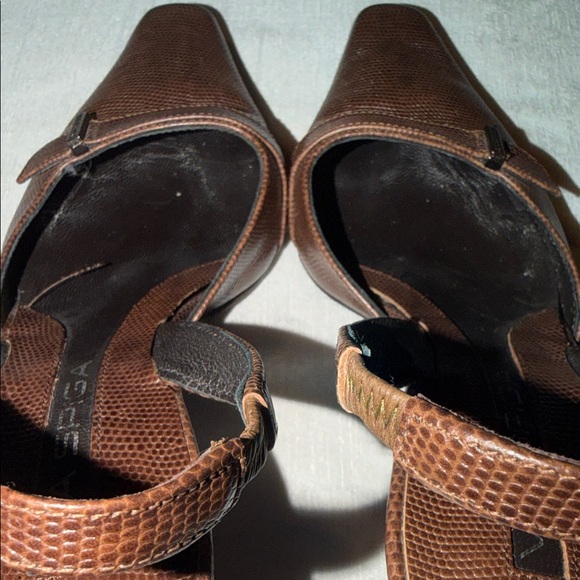 Via Spiga Women’s Italian Made Lizard Embossed Chocolate Slingback Heel Size 8.5 - Picture 8 of 11